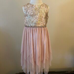 Rare Editions Tulle and Gold Overlay Dress - 3T